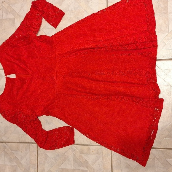 t Torrid Red Lacey Lined Plus Size Dress Size 2X - Picture 2 of 5
